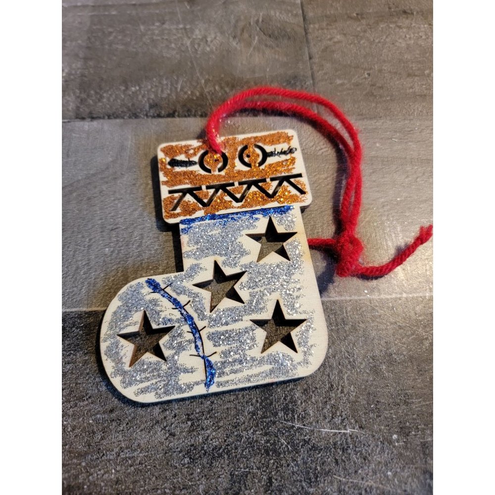 Handmade Glittery stocking ornament xmas